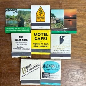 Vintage Arkansas Matchbook Lot Ozarks Magnolia Cafe AR State Parks Ephemera
